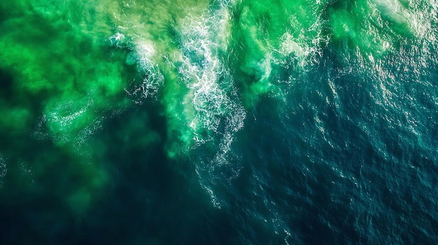 Photo aerial view of a beautiful ocean surface with green and blue tones