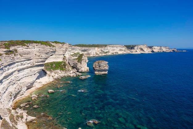 Aerial view of the coast of Bonifacio Corsica