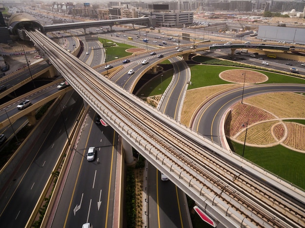 Aerial view of Highway Junction in Dubai, UAE