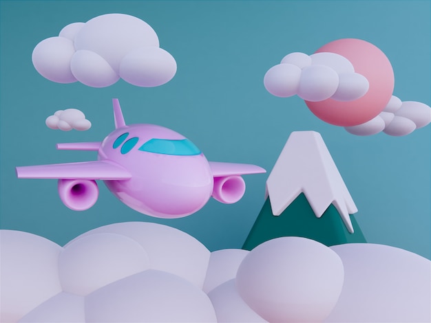 Airplane with skyscape background