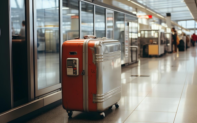 Foto interno dell'aeroporto con terminal self-service per il check-in