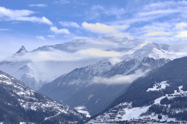 Alpine valley in winter