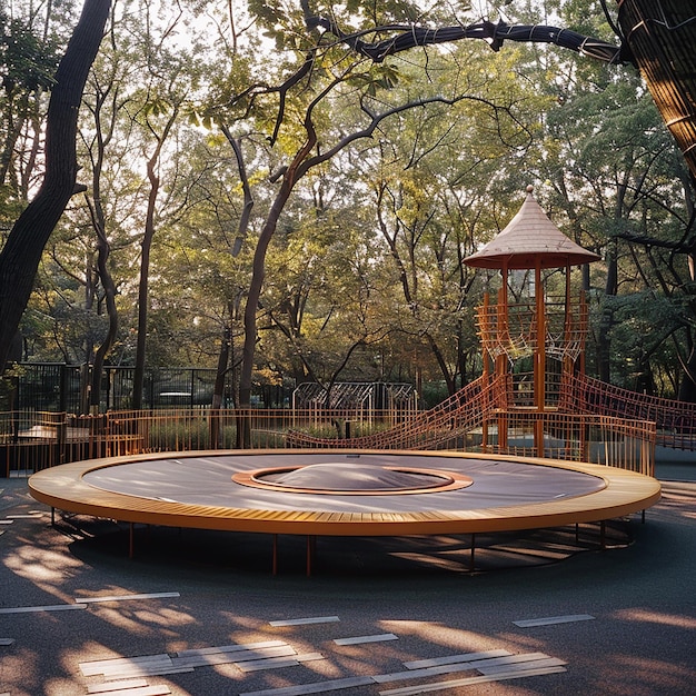 Photo ambre donadio has designed a childrens playground with a trampoline woven with chinese culture and