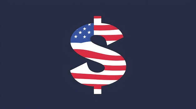 Photo american dollar sign with us flag pattern