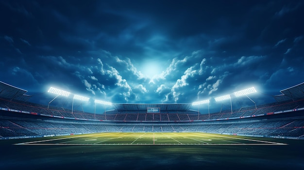 American football stadium background with cloudy night sky