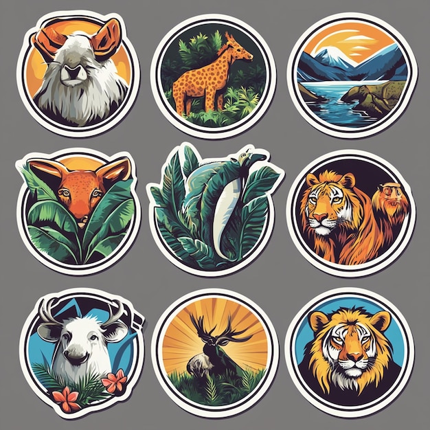 Photo animal character sticker design