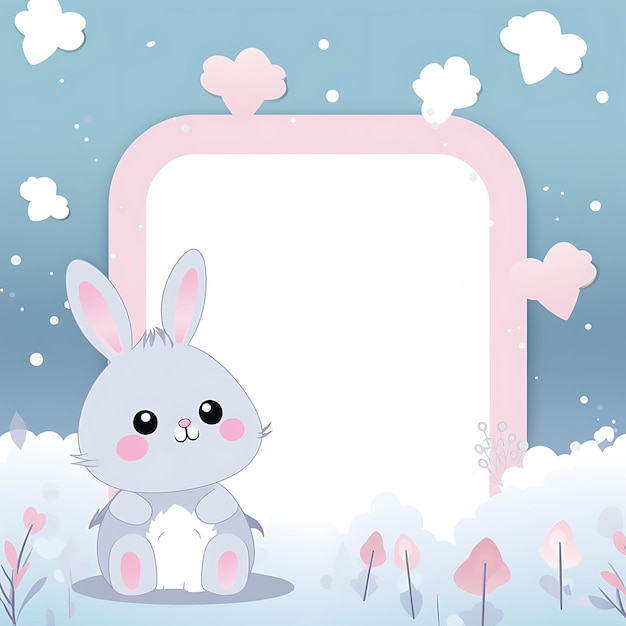 Animals Frame of Cuddly Meadow Dwelling Bunny Creatively Mirroring a 2D cute creative design