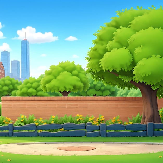 Animate Carton City Park Background Generated Ai