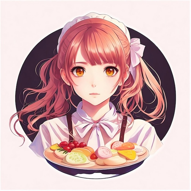 Anime cooking girl portrait images with ai generated