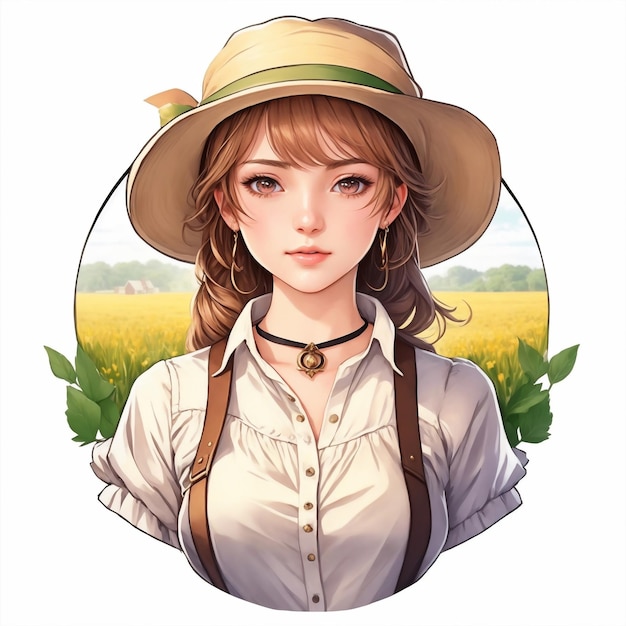 Anime farmer girl and organic farm images with ai generated