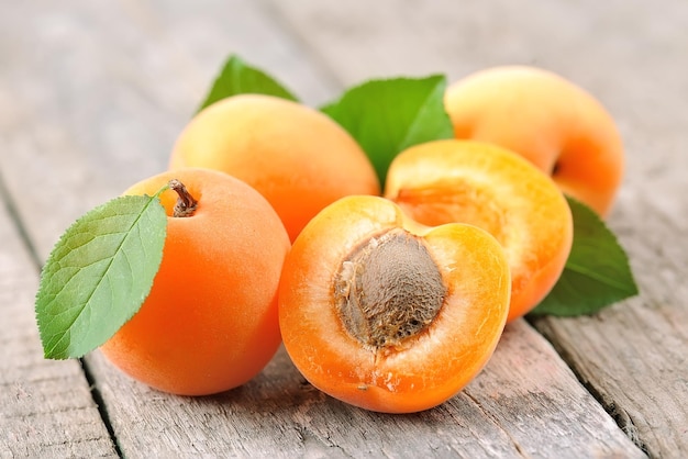 Apricots with leaves