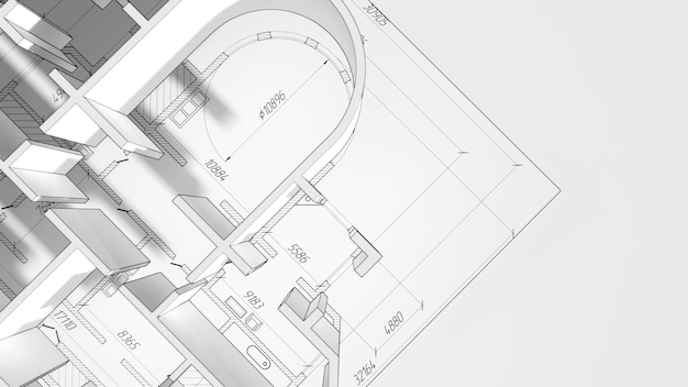 Photo architectural plan house plan project engineering design industrial construction of houses