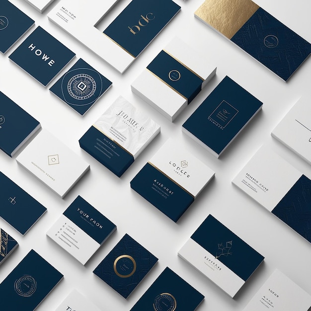 Photo arrangement of business card mockup