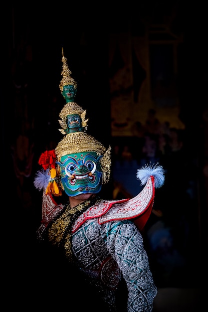 Art culture Thailand Dancing in masked khon in literature ramayana