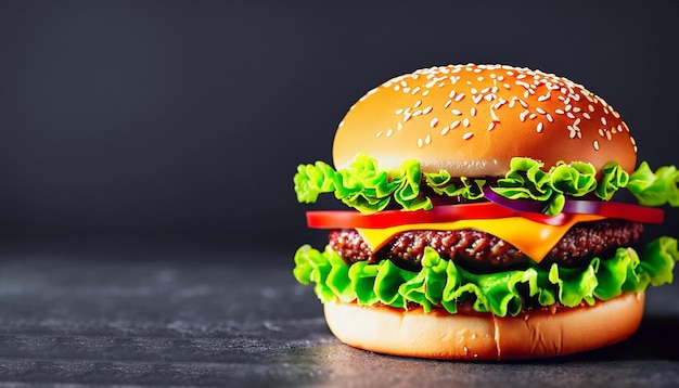 Artificial intelligence visualizes burger on bold background unhealthy meal