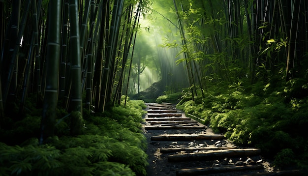 Photo asian bamboo forest generative ai