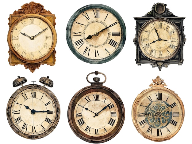 Foto assortimento di quadri e meccanismi d'orologio antichi e ornati