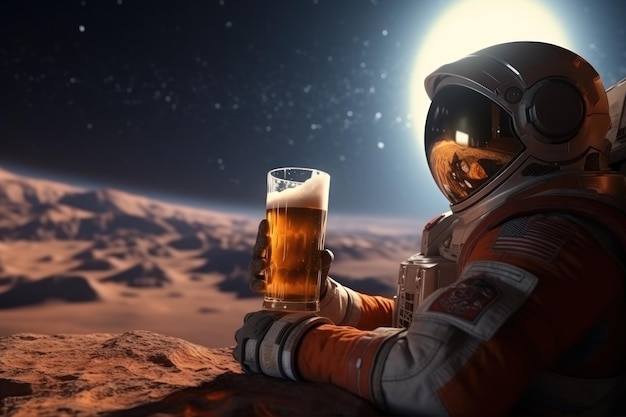 An astronaut drinks some beer on the planet Generative AI