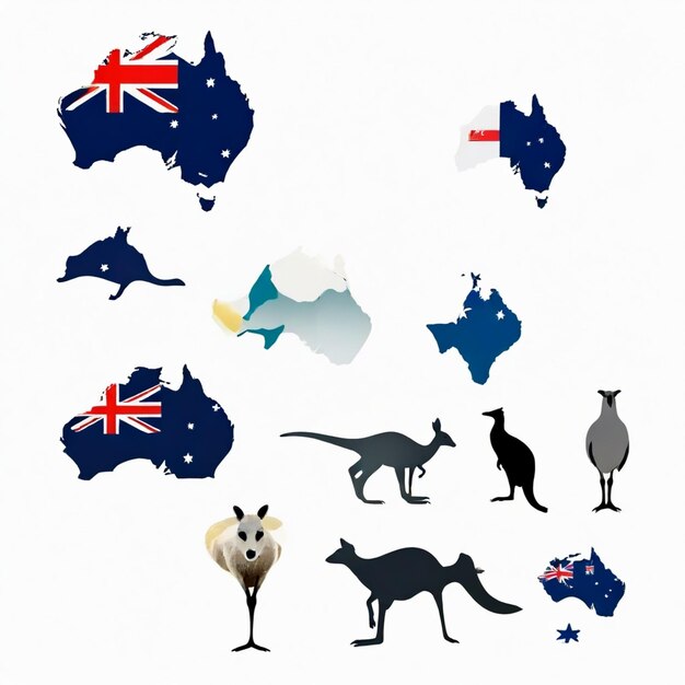 Photo australia vector set white background isolated a high quality