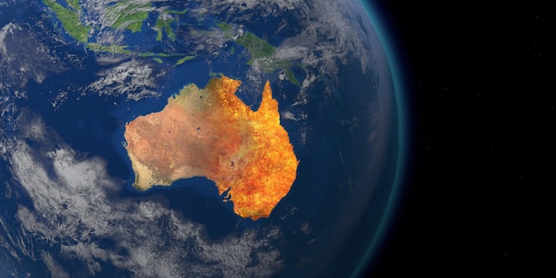 Australia wildfire crisis map of australia fires d rendering