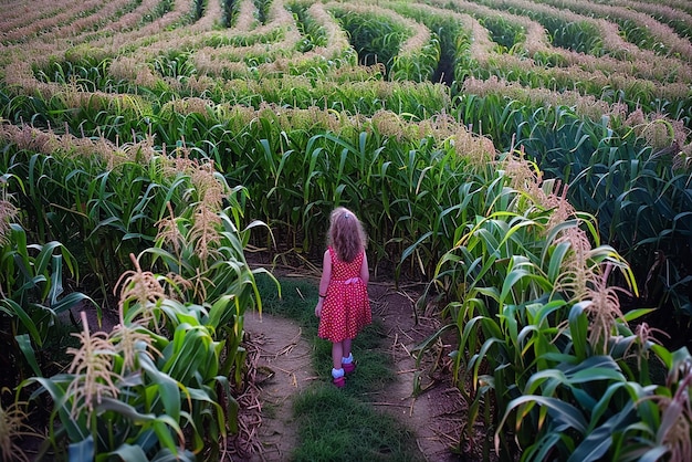 Photo autumn family fun in corn maze