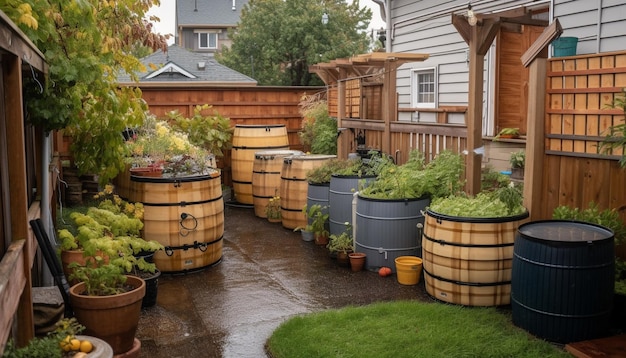 Autumn grape harvest produces barrels of wine generated by AI