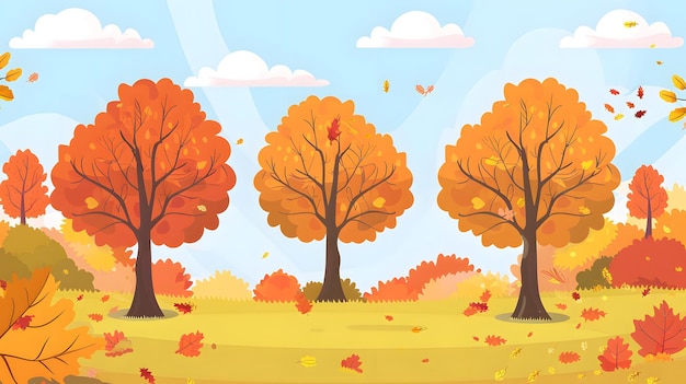 Photo autumn trees landscape illustration