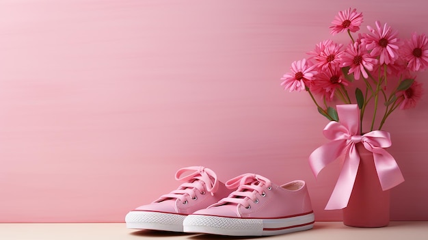 Back to school concept with shoe blu and pink