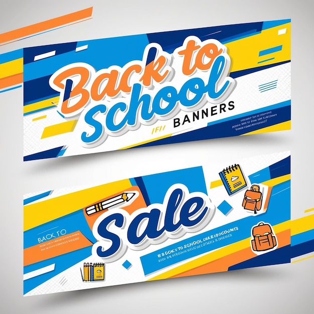 Photo back to school sale banner design