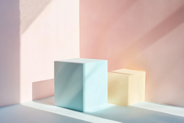 Photo background for cosmetic products of pastel colors podium for product presentation copy space