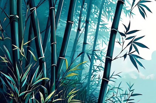 Photo a background with bamboo forest in color