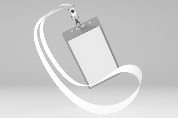 Badge Holder Floating Isolated In Grey Background