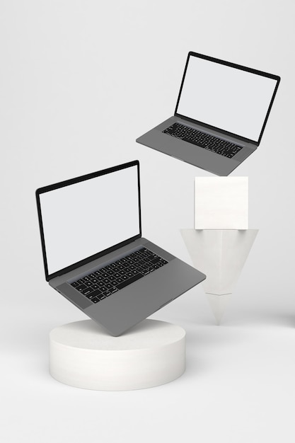 Balanced Laptops Perspective Side In White Background