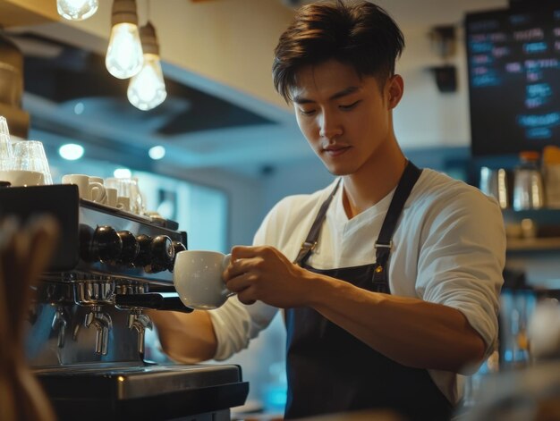 Photo barista in a coffee shop