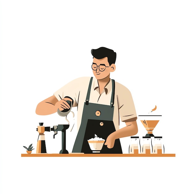 Photo barista preparing a drink illustration