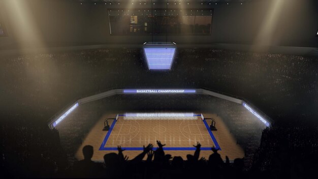 Photo basketball court with people fan sport arena render 3d illustration