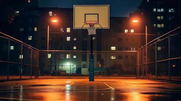 Basketball hoop in rain Mixed media Mixed media Mixed media