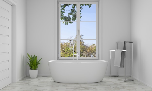 Bathroom interior bathtub, 3D rendering