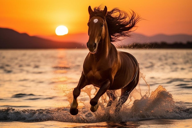 Beach gallop at sunset