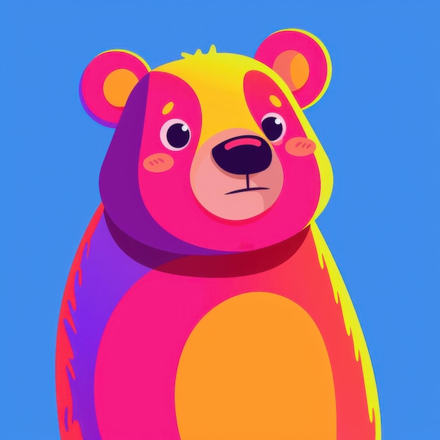 bear french animation style 2d pictogram art cartoon style cheeky colorful solid colors neon colors vector minimalism Job ID 3517b1b4a12d4163946e7cfc83f74ca1