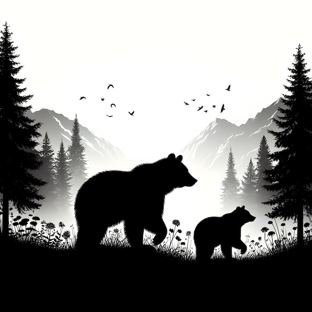 Photo bear silhouette illustration