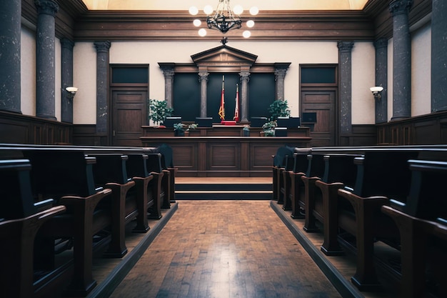 Photo a beautiful empty courtroom for the start of the judgment session