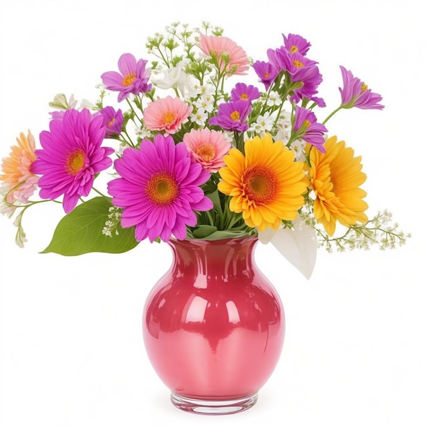 Beautiful flowers in vase isolated on white