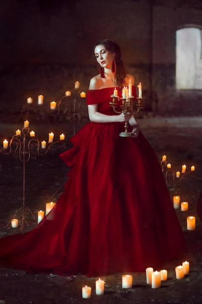 Beautiful lady with candles