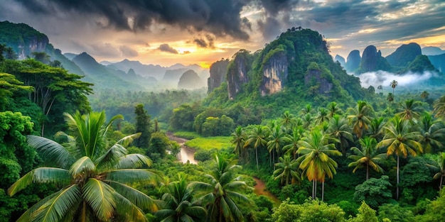 Beautiful landscape nature of tropical rainforest