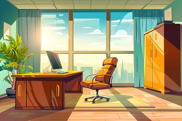 Photo beautiful office space in cartoon style