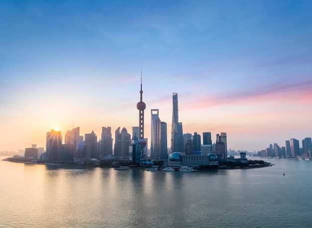 Beautiful shanghai skyline in sunrise one of the most attractive cities in China