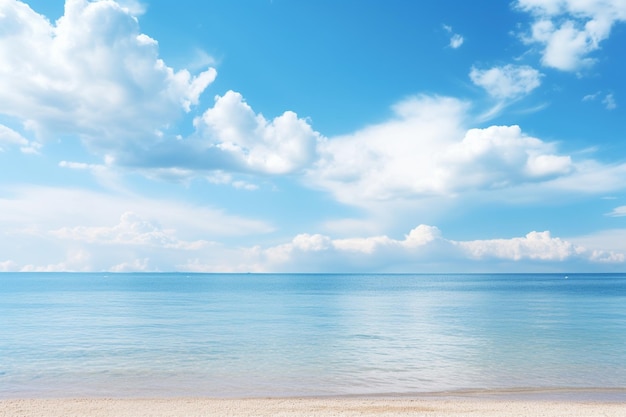 Photo beautiful tropical empty beach sea ocean with white cloud on blue sky background