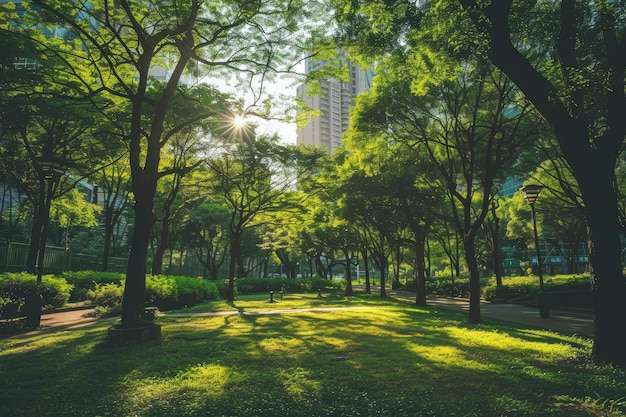 Photo beautiful urban forest scenery