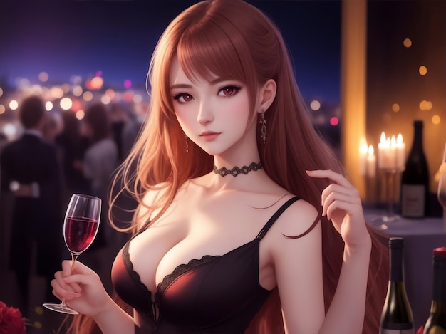 beautiful woman in night party images with ai generated